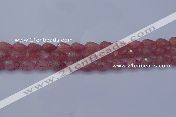 CBQ453 15.5 inches 10*14mm faceted teardrop strawberry quartz beads