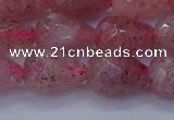 CBQ454 15.5 inches 12*16mm faceted teardrop strawberry quartz beads