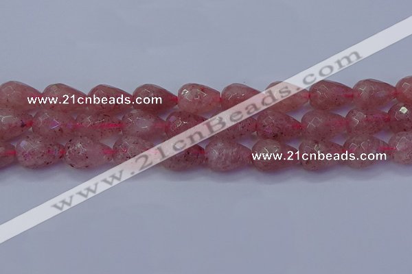 CBQ455 15.5 inches 13*18mm faceted teardrop strawberry quartz beads