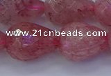 CBQ456 15.5 inches 15*20mm faceted teardrop strawberry quartz beads