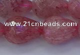 CBQ456 15.5 inches 15*20mm faceted teardrop strawberry quartz beads