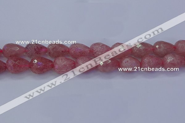 CBQ456 15.5 inches 15*20mm faceted teardrop strawberry quartz beads