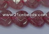CBQ469 15.5 inches 12mm faceted heart strawberry quartz beads