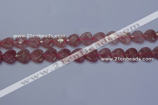 CBQ469 15.5 inches 12mm faceted heart strawberry quartz beads