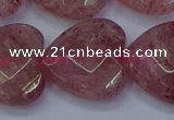 CBQ473 15.5 inches 20mm faceted heart strawberry quartz beads