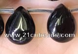 CBQ510 Top drilled 9*12mm flat teardrop natural black quartz beads