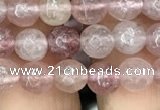 CBQ571 15.5 inches 6mm faceted round strawberry quartz beads