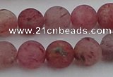 CBQ662 15.5 inches 10mm round matte strawberry quartz beads