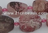 CBQ671 15.5 inches 13*18mm flat teardrop matte strawberry quartz beads