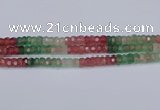 CBQ675 15.5 inches 4*7mm faceted rondelle mixed strawberry quartz beads