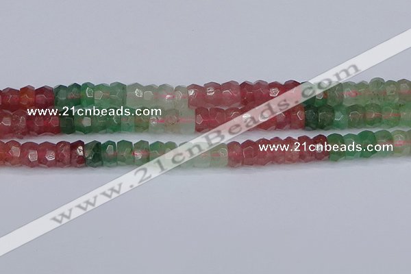 CBQ676 15.5 inches 5*9mm faceted rondelle mixed strawberry quartz beads