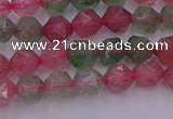 CBQ681 15.5 inches 6mm faceted nuggets mixed strawberry quartz beads