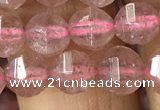 CBQ690 15.5 inches 6mm faceted round strawberry quartz beads