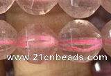 CBQ692 15.5 inches 10mm faceted round strawberry quartz beads