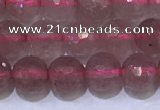 CBQ701 15.5 inches 6mmm faceted round strawberry quartz beads