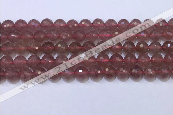 CBQ702 15.5 inches 8mmm faceted round strawberry quartz beads