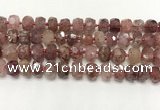 CBQ711 15.5 inches 6*10mm - 8*11mm faceted tyre strawberry quartz beads