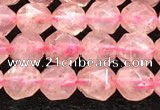 CBQ718 15.5 inches 6mm faceted nuggets strawberry quartz beads