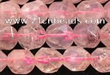 CBQ719 15.5 inches 8mm faceted nuggets strawberry quartz beads