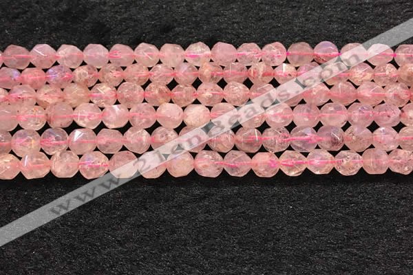 CBQ719 15.5 inches 8mm faceted nuggets strawberry quartz beads