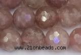 CBQ763 15 inches 9mm faceted round strawberry quartz beads