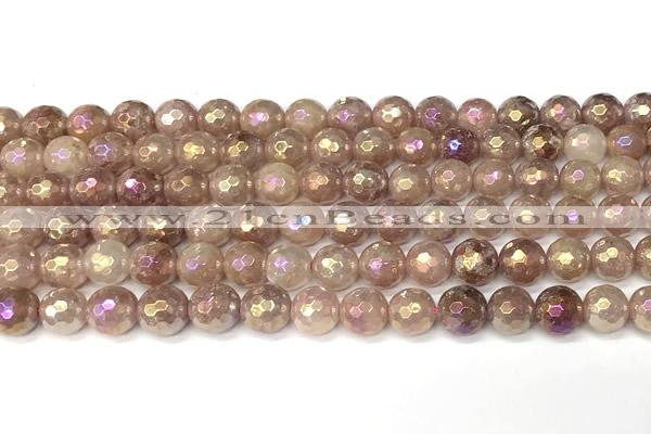 CBQ776 15 inches 8mm faceted round AB-color strawberry quartz beads