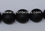 CBS07 15.5 inches 16mm round black stone beads wholesale