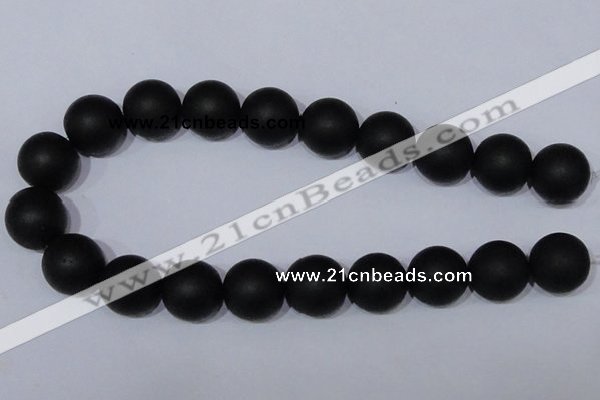 CBS07 15.5 inches 16mm round black stone beads wholesale