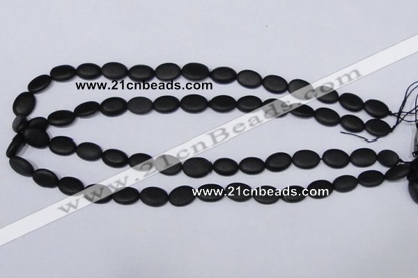 CBS10 15.5 inches 10*12mm oval black stone beads wholesale