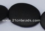 CBS11 15.5 inches 30*40mm oval black stone beads wholesale