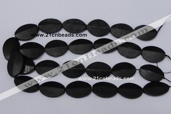 CBS12 15.5 inches 18*25mm oval black stone beads wholesale