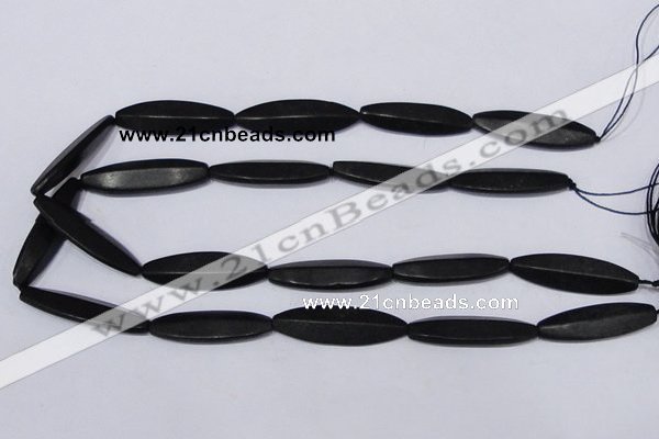 CBS14 15.5 inches 12*40mm marquise black stone beads wholesale