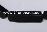 CBS15 15.5 inches 12*40mm cylinder black stone beads wholesale