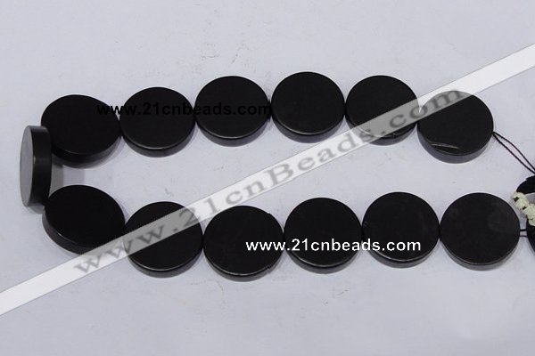 CBS20 15.5 inches 30mm coin black stone beads wholesale