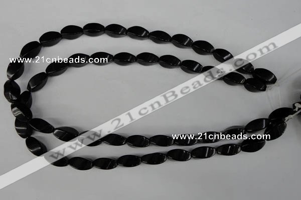 CBS214 15.5 inches 8*16mm twisted rice blackstone beads wholesale