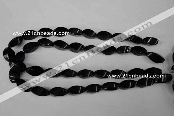 CBS215 15.5 inches 10*20mm twisted rice blackstone beads wholesale