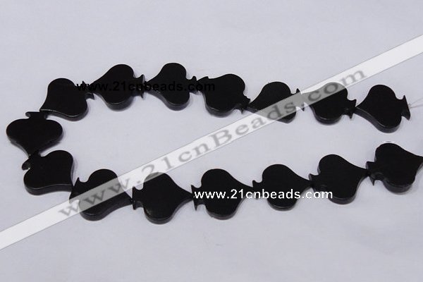 CBS22 15.5 inches 28*28mm heart black stone beads wholesale