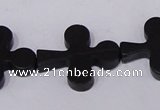 CBS23 15.5 inches 22*26mm cross black stone beads wholesale