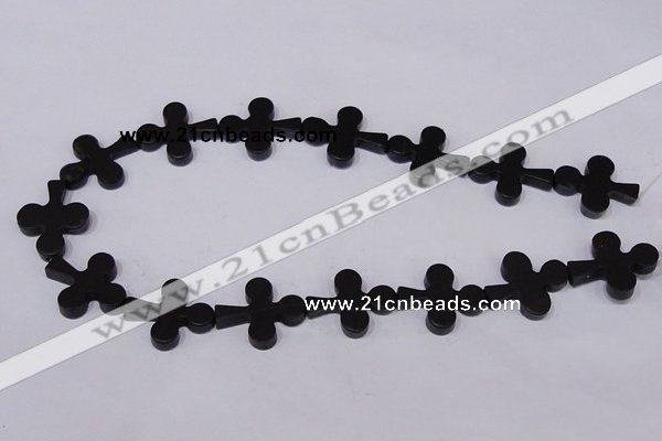 CBS23 15.5 inches 22*26mm cross black stone beads wholesale