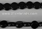 CBS238 15.5 inches 10mm flat round blackstone beads wholesale