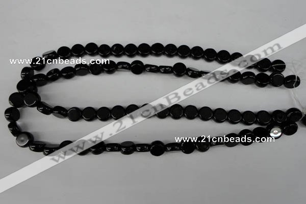 CBS238 15.5 inches 10mm flat round blackstone beads wholesale