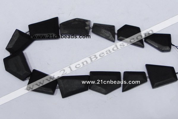 CBS24 15.5 inches 20*30mm freeform black stone beads wholesale