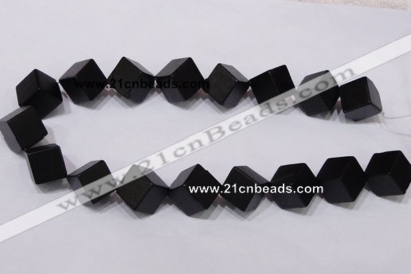 CBS25 15.5 inches 15*15mm cube black stone beads wholesale