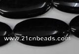 CBS255 15.5 inches 18*40mm oval blackstone beads wholesale