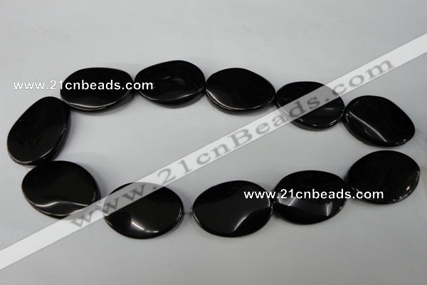 CBS260 15.5 inches 25*35mm twisted oval blackstone beads wholesale