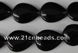 CBS265 15.5 inches 13*18mm flat teardrop blackstone beads wholesale