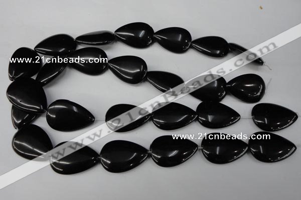 CBS268 15.5 inches 20*30mm flat teardrop blackstone beads wholesale