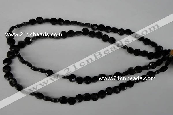 CBS291 15.5 inches 8mm faceted coin blackstone beads wholesale