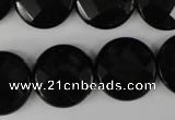 CBS297 15.5 inches 20mm faceted coin blackstone beads wholesale