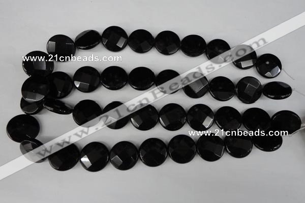 CBS297 15.5 inches 20mm faceted coin blackstone beads wholesale